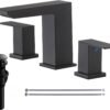 VCCUCINE Black Waterfall Bathroom Faucet 8 Inch Widespread Bathroom Sink Faucet 3 Hole,Modern Matte Black Vanity Bathroom Faucets for Sink with Pop Up Drain and Supply Lines,YHVC1321B