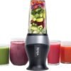 Fit Compact Personal Blender, Portable Blender for-Smoothies, Shakes, Food Prep, and Frozen Blending, 700-Watt Base, (2) 16-oz. Cups and Spout Lids, Black QB3001SS