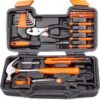 39 Piece Tool Set General Household Hand Kit with Plastic Toolbox Storage Case Orange