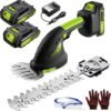Cordless Hedge Trimmer - 2 Pack 21V Battery with Charger Powered Electric Trimmers, 2 in 1 Handheld Hedge Shears + Grass Cutter Pruning Shrub Cutting Small Branch Tool for Bush,Tree,Garden,Lawn,Yard