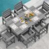 Outdoor HDPE Dining Table Set, 7-Piece Outdoor Dining Table Sets with Umbrella Hole Cut-Out Table and 6 Chairs, Gray