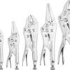 5-Piece Locking Pliers Set, Pliers Tool Set, Vice Grips with Chrome-vanadium Steel, 5/7/10 inch Curved Jaw Pliers, 6.5/9 inch Long Nose Pliers